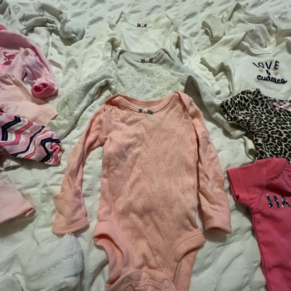Bundle of Preemie 5 PJ’s, 7 Onesies, 5 pairs of Socks 2 Pants.